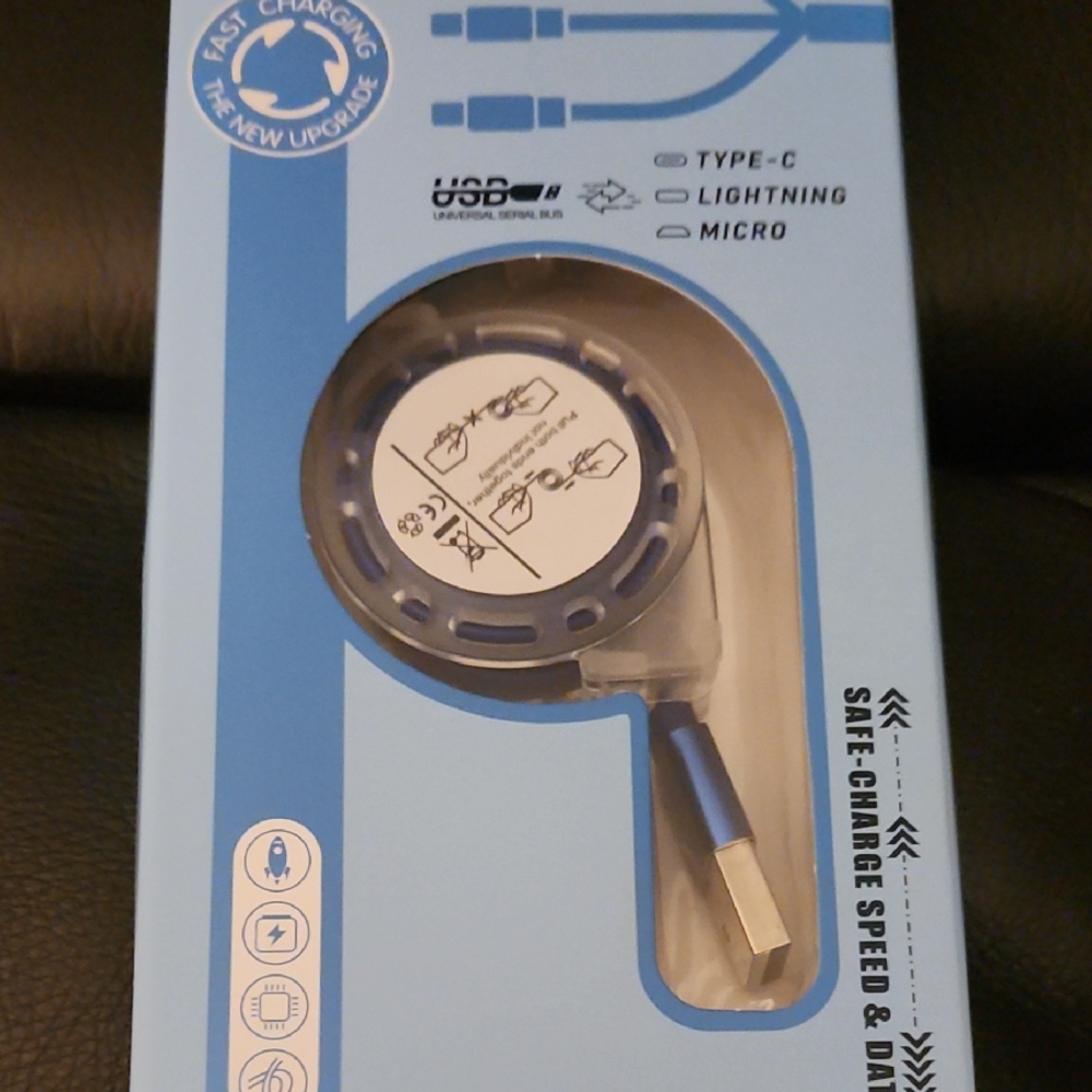 Blue Retractable Charging Cable